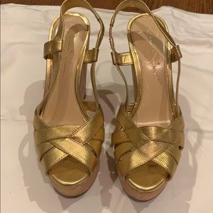 Jessica Simpson Gold platform Sandler
